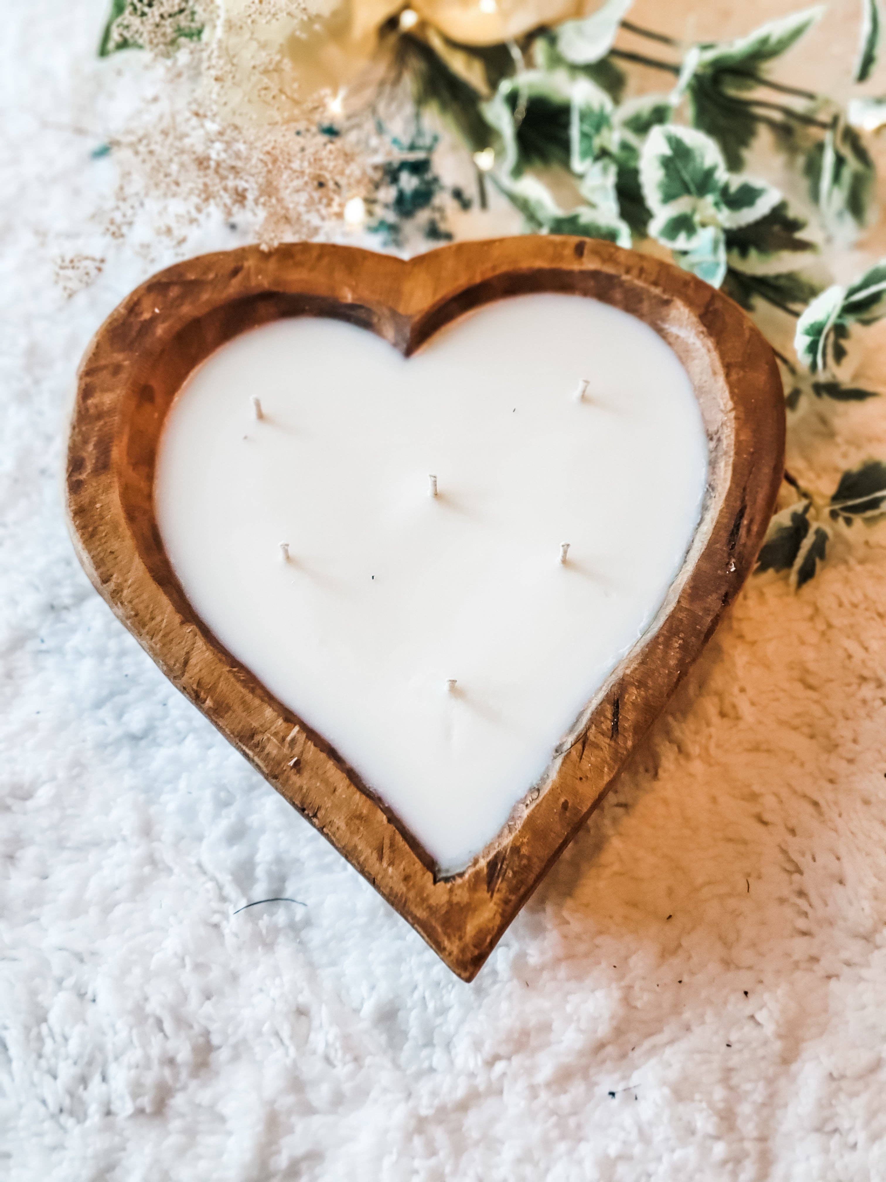 Dough Bowl Candle - Heart shaped, 6 wick