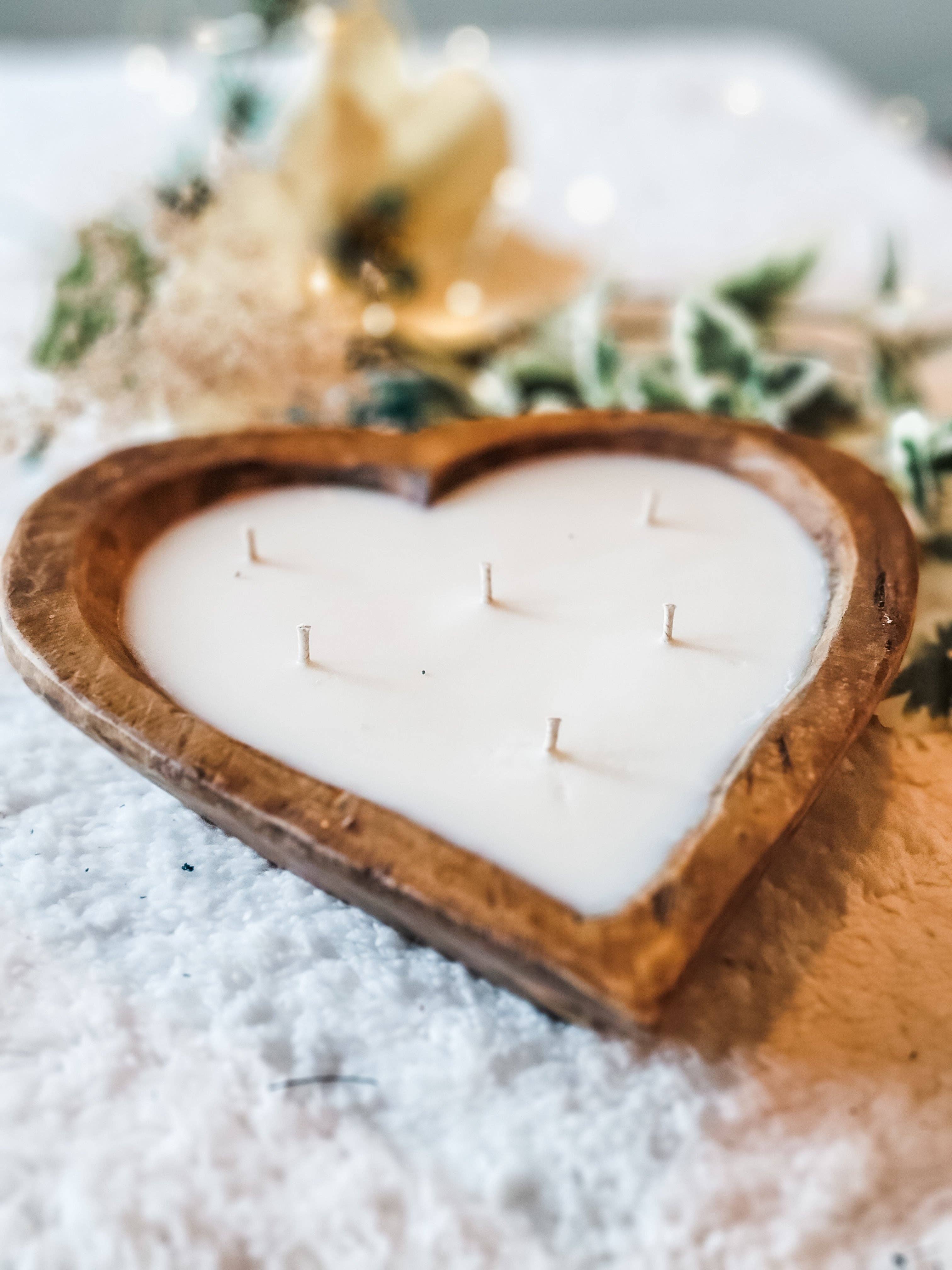 Dough Bowl Candle - Heart shaped, 6 wick