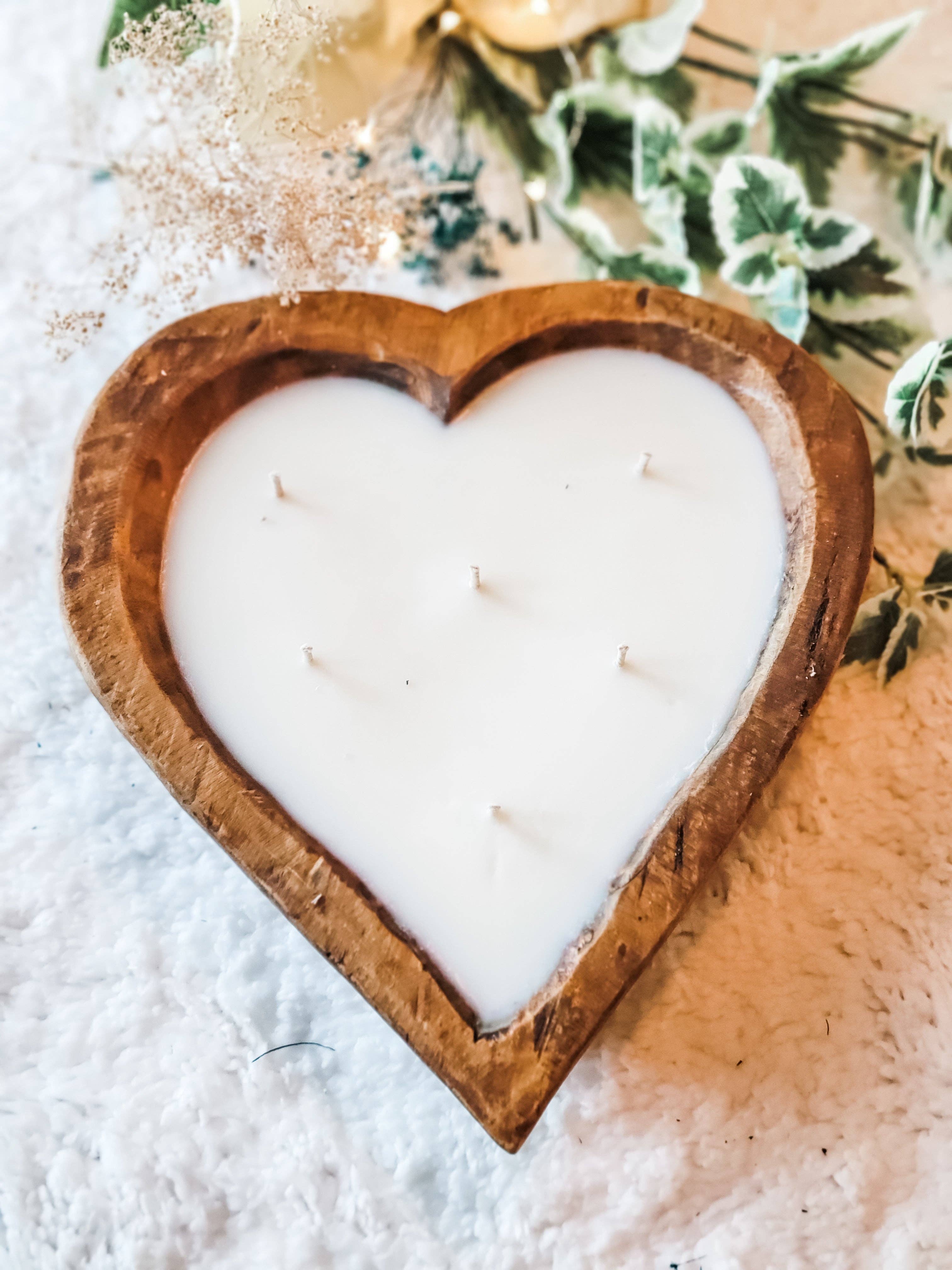 Dough Bowl Candle - Heart shaped, 6 wick