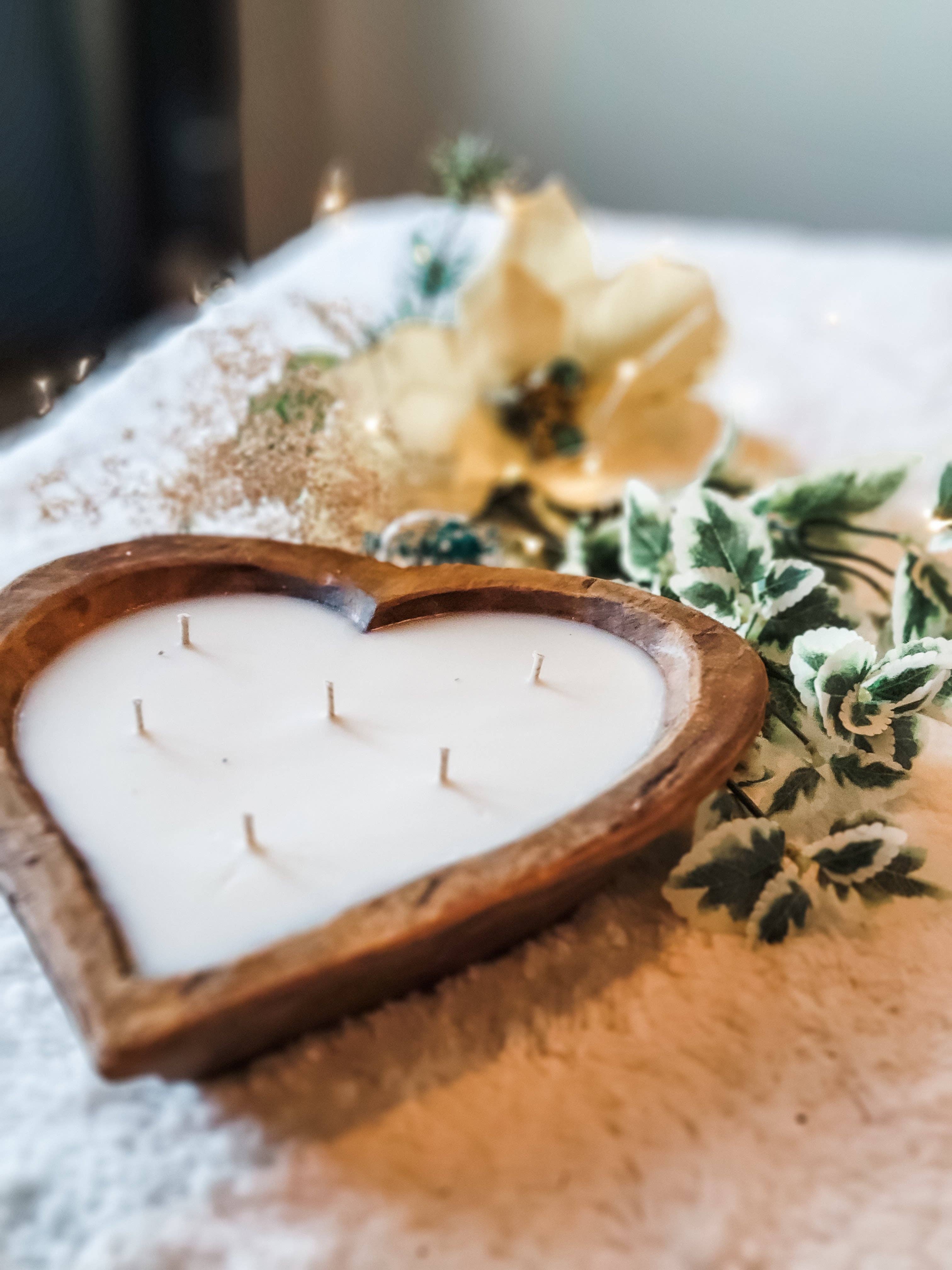 Dough Bowl Candle - Heart shaped, 6 wick